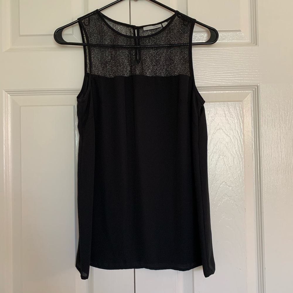 Halogen black lace detail high neck tank size xs